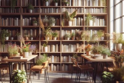 Verwandeln Sie Ihre Bibliothek mit stilvollen Pflanzgefäßen in eine Oase der Schönheit
